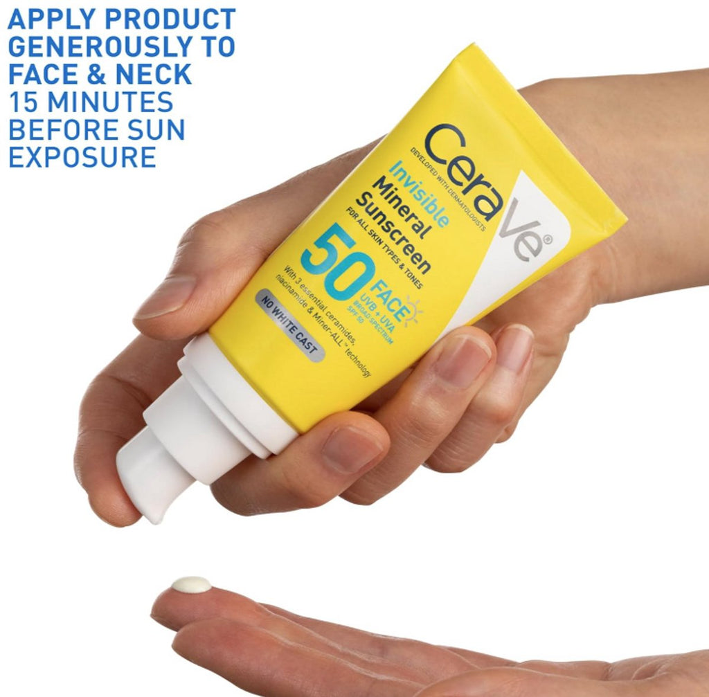CeraVe Invisible Mineral Sunscreen SPF 50 Gezichtscrème – 48 ml